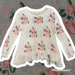 Wildfox distressed rose sweater SOLD OUT EVERYWHERE